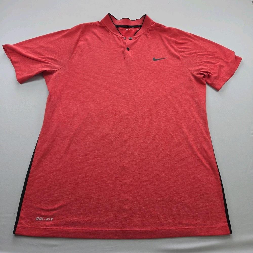 Nike Tiger Woods Short Sleeve Blade Collar Red TW Collection Polo Men Size M